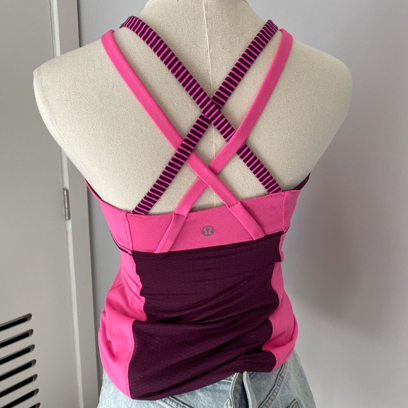 Lululemon Pink Striped Workout Tank Top - Picture 3 of 4